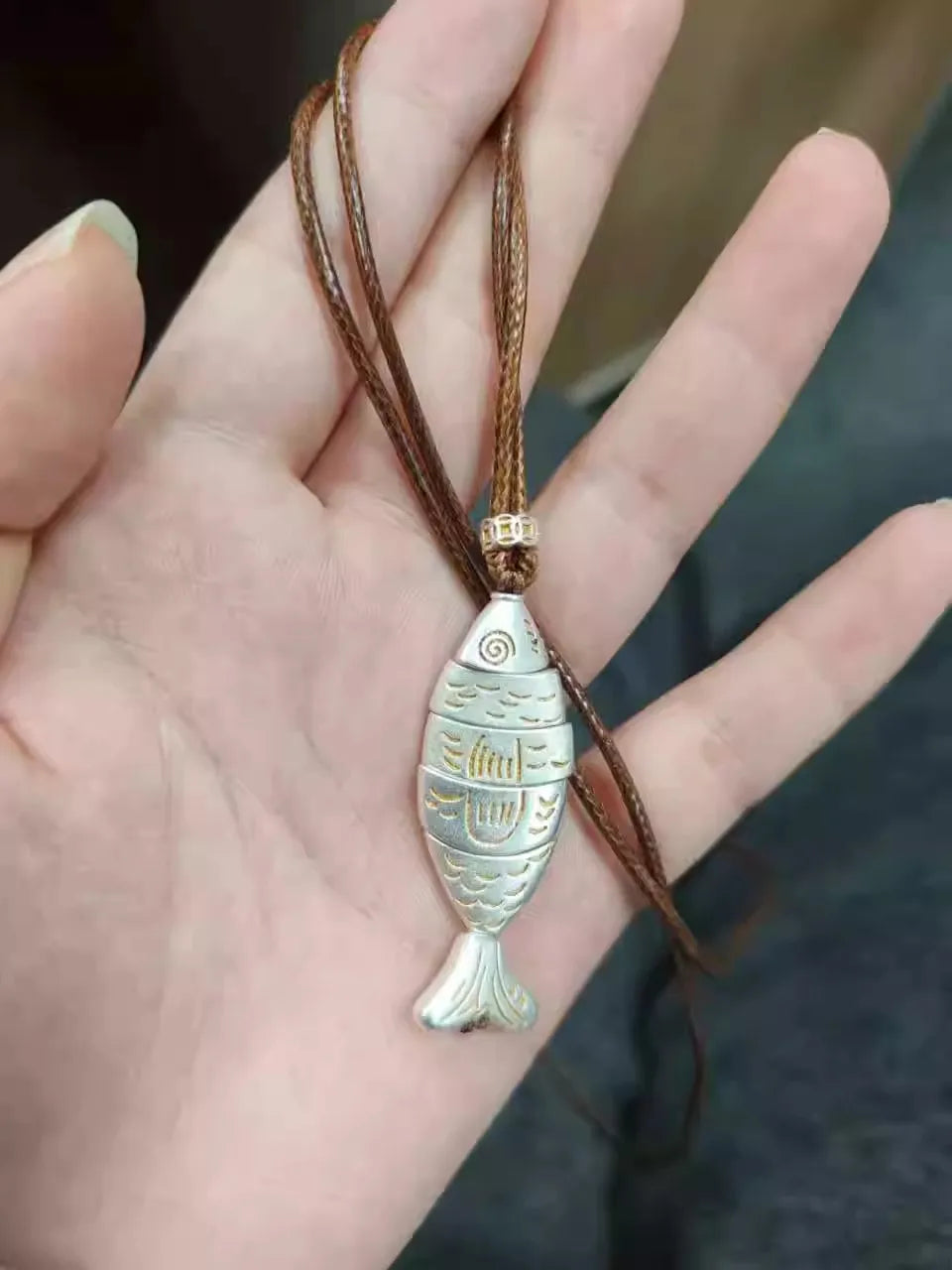 Boho Vintage Men necklace Adjustable Genuine Leather Cord Necklace fish Pendant Long charm Necklace Gift handmade jewelry