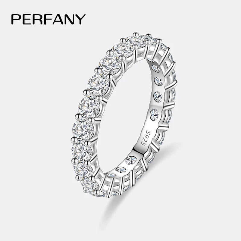 PERFANY 3mm Full Moissanite Ring for Women S925 Pure Silver Eternal Diamond Stackable Engagement Ring Fashion Luxury Jewelry - Madeinsea©