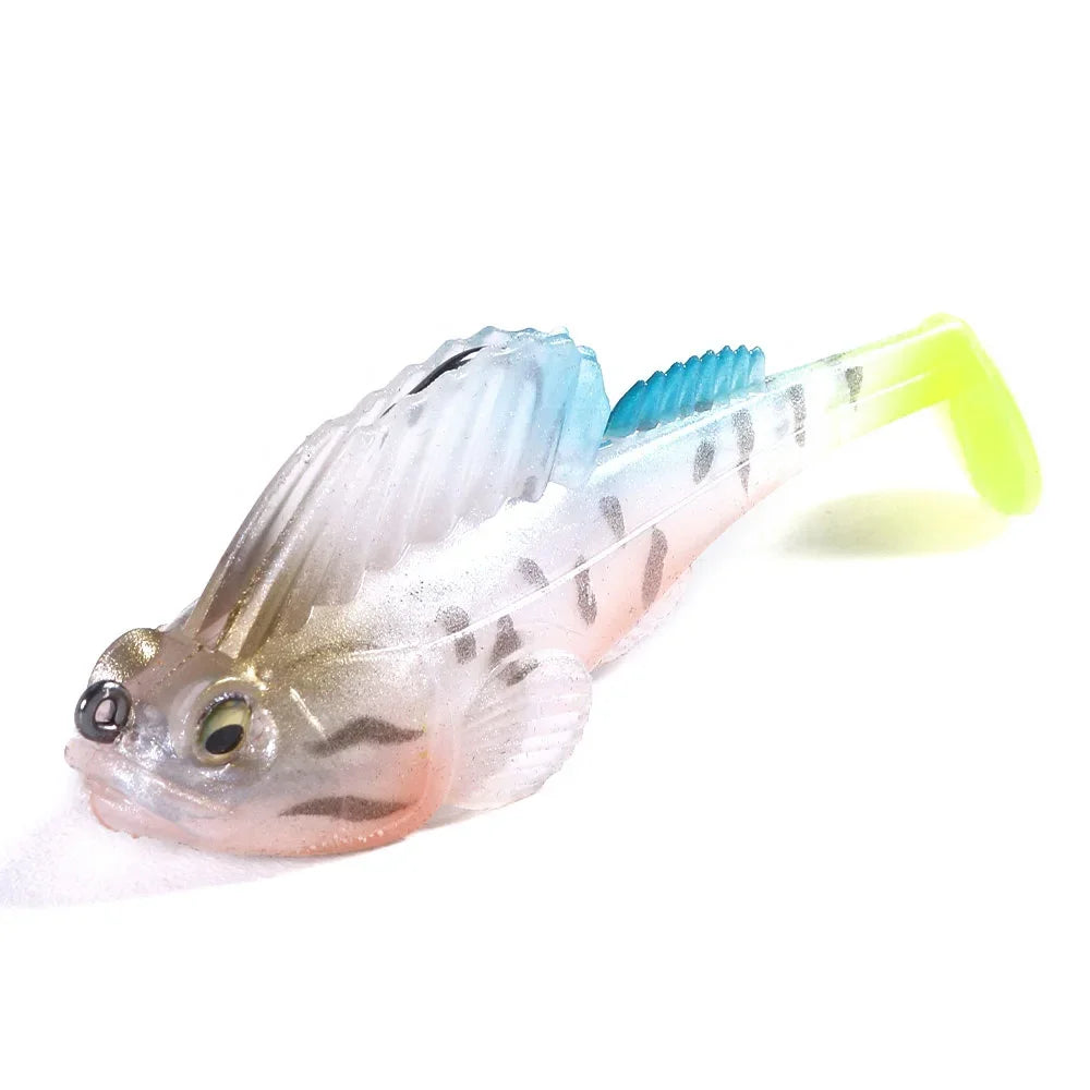 1 leurre de pêche en silicone Dark Sleeper Wobbler 7 g 14 g 20 g, leurre souple coulant, hameçon jig, swimbait pour la pêche au bar, au shad et à la perche.
