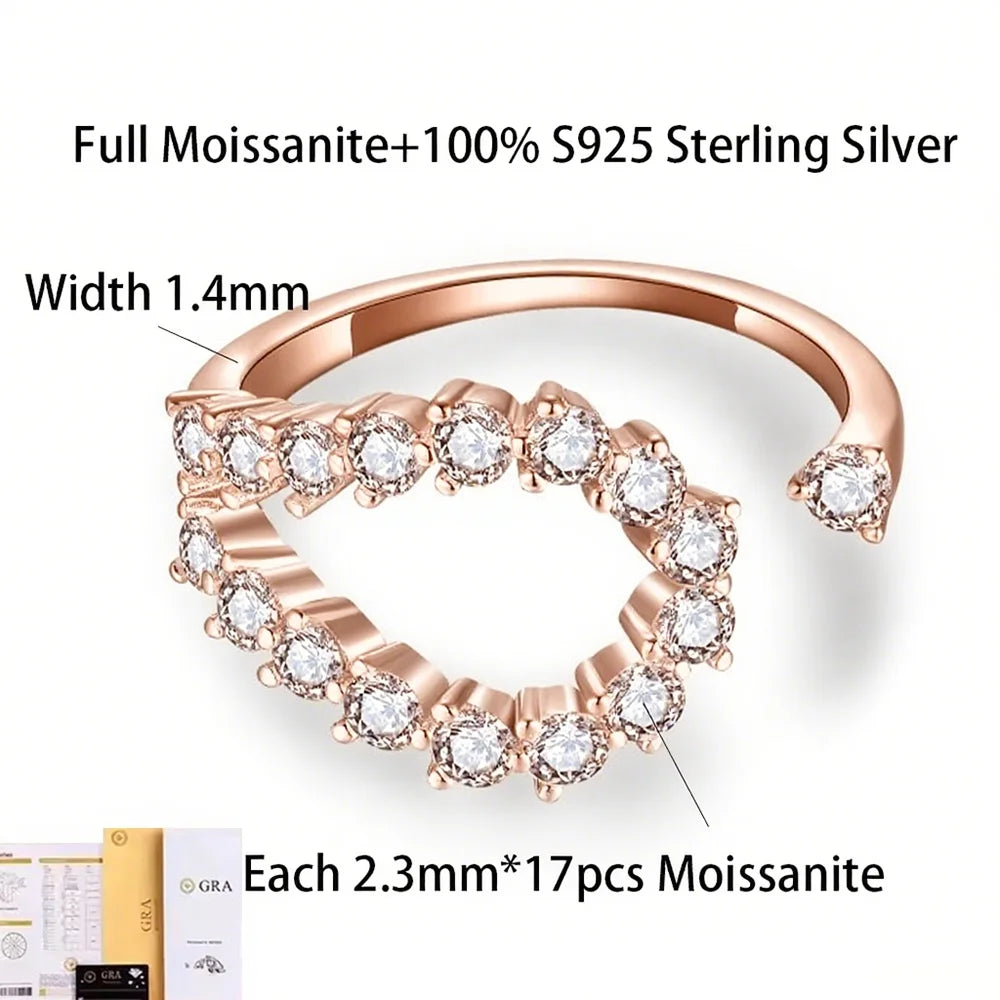 COSYA 0.78CT All Moissanite Ring 100% S925 Silver D Lab Diamond Wedding Twist Open Band For Women Party Fine Jewelry Gift Girl - Madeinsea©