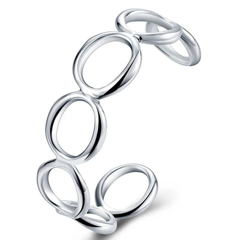 DOTEFFIL 925 Sterling Silver Full Round O Bangle Bracelet For Woman Man Wedding Engagement Fashion Charm Party Jewelry