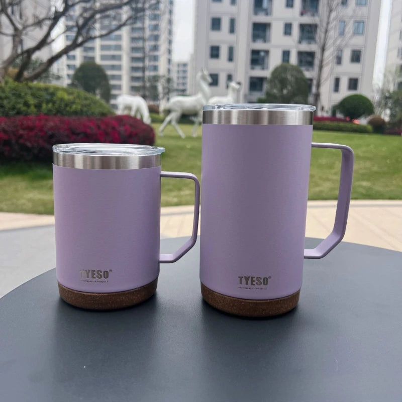 TYESO Wide Mouth Stainless Steel Coffee Mug with Leak-Proof Lid Insulated Office Travel Mug 530ml/710ml For Home Office Gift