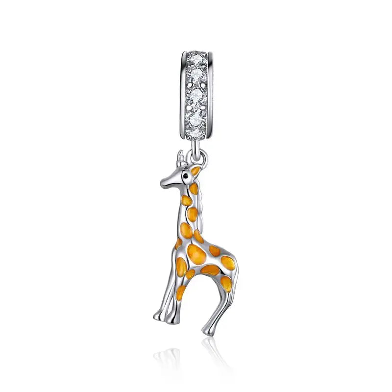 BAMOER 925 Sterling Silver Animal Pendant Colorful Zoo World Flying Dragon Beads Original for Women Teens DIY Cute Necklace