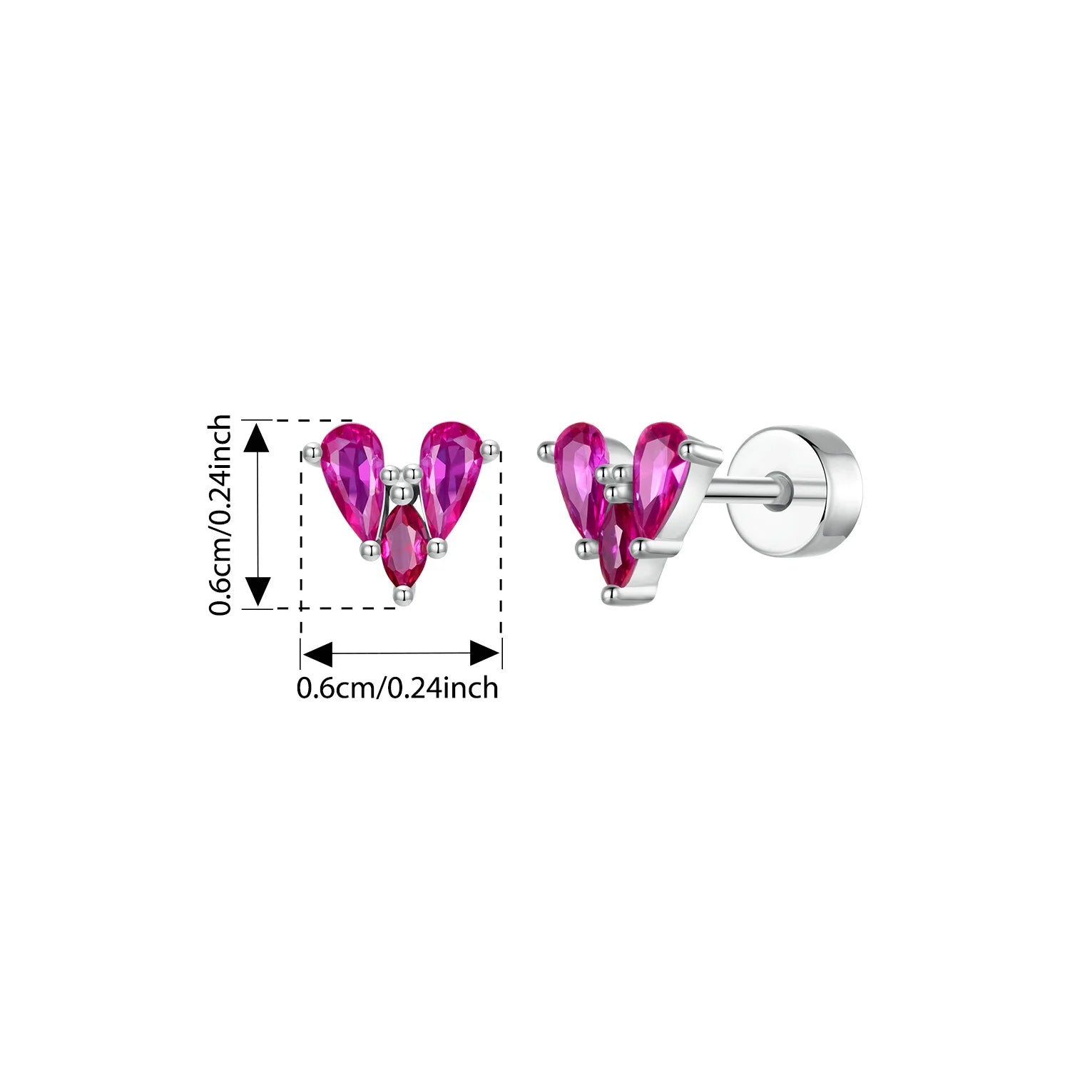 BISAER Real 925 Sterling Silver Zircon Heart Stud Earrings Classic Hypoallergenic Earrings for Women & Girls Party Fine Jewelry