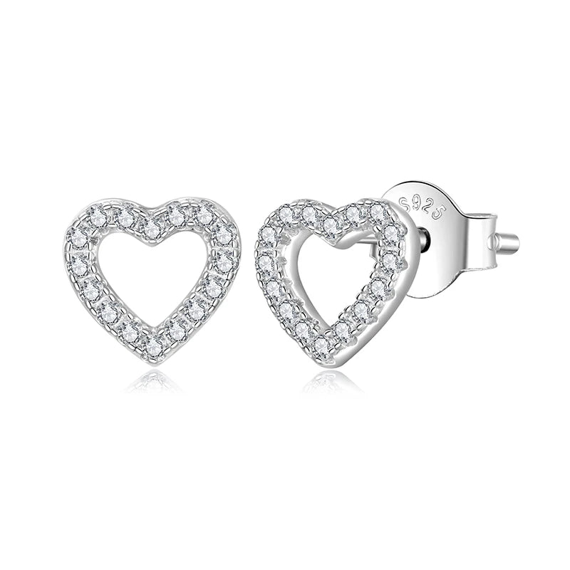 BAMOER Ohrstecker mit herzförmigem Moissanit-Design, hypoallergene Ohrringe mit rundem, im Labor geschliffenem Diamanten in der Farbe D für Damen