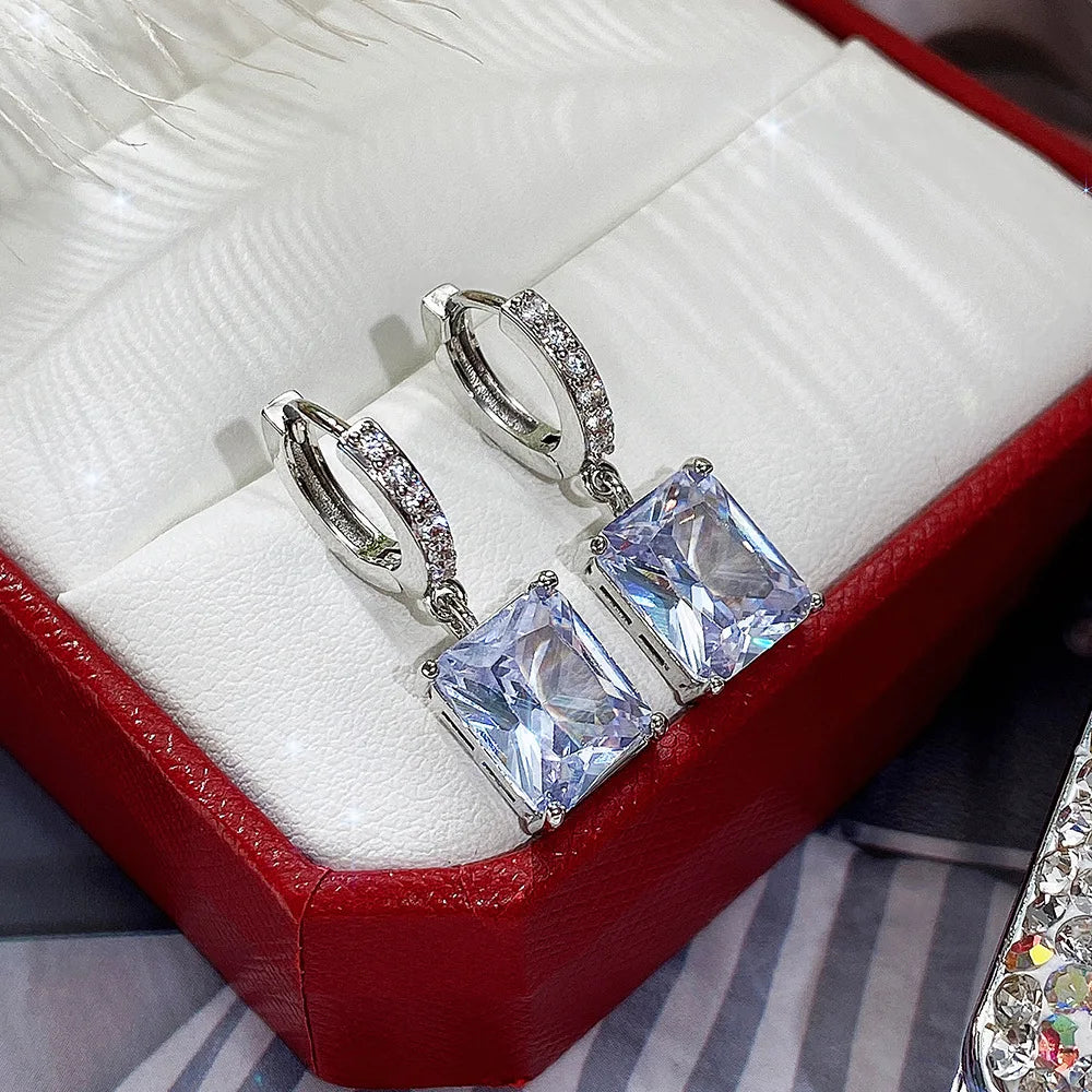 Earrings Stud for Women Silver Heart Cubic Zirconia Wedding Engagement Promise Bridal Elegant Jewelry Earrings for Women