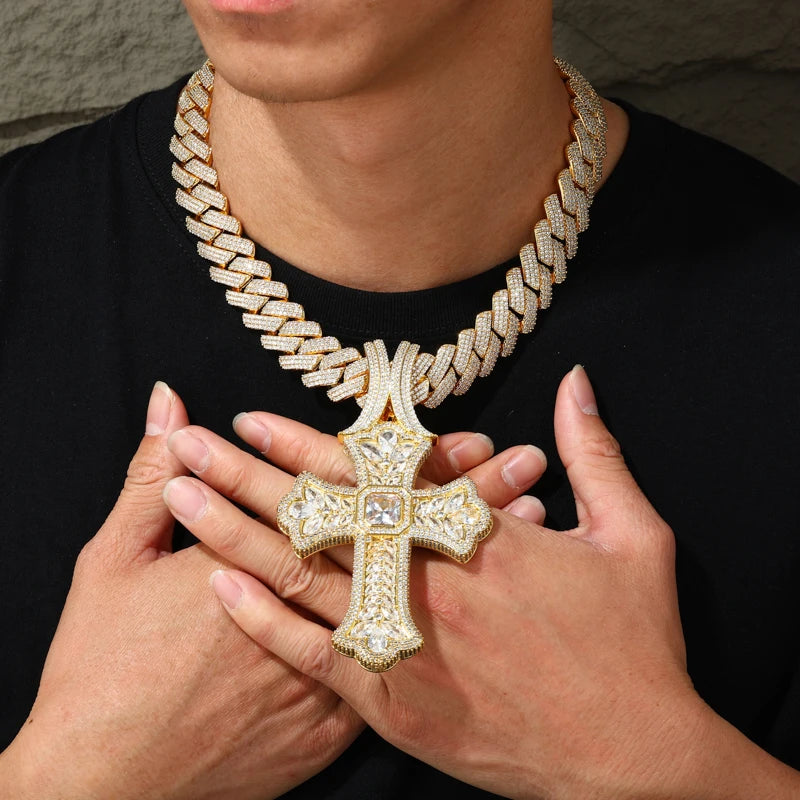 TUHE Unisex High Quality Classic Cross Pendant Mossanite Sterling Silver 925 Pendants For Men Women Hip Hop Jewelry
