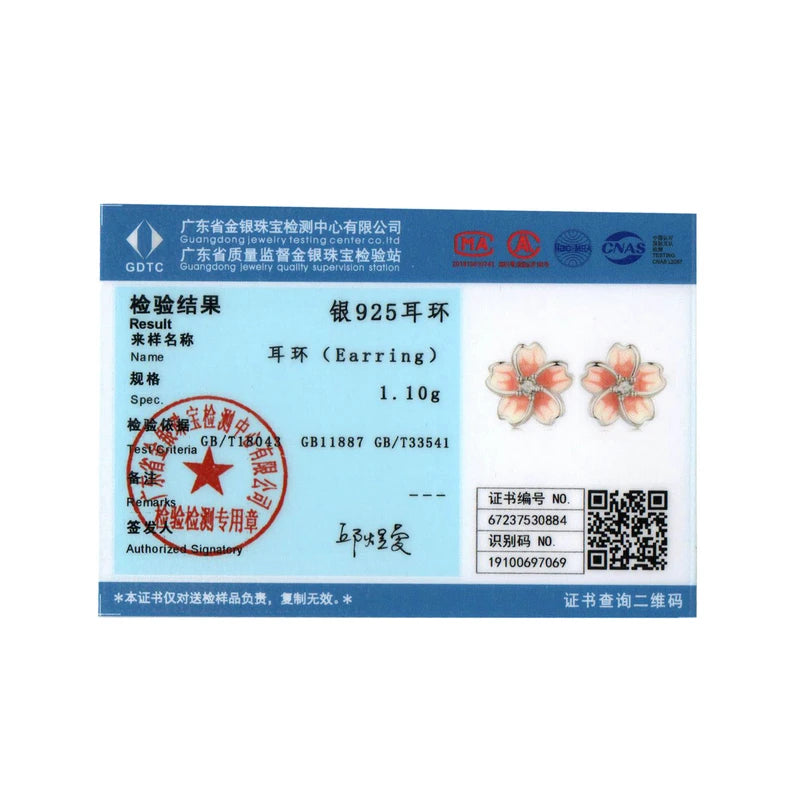 Boucles d'oreilles à tige en argent sterling 925 BISAER à fleurs multiples Boucles d'oreilles en fleurs de cerisier pour femme Plaqué platine Bijoux fins Cadeau