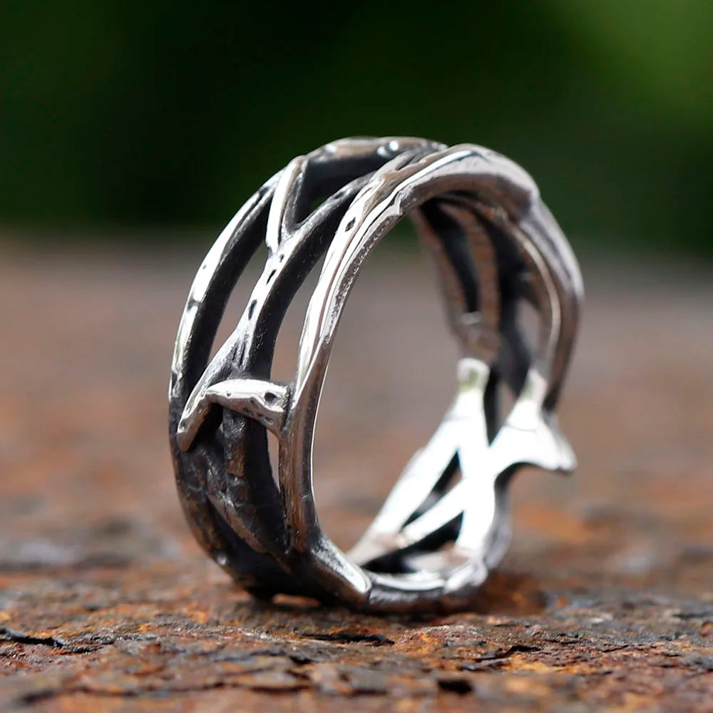 2024 New Personality 316L Stainless Steel Irregular Thorns Couple Ring Retro Finger Anels For Man Women Lovers Jewelry Gift