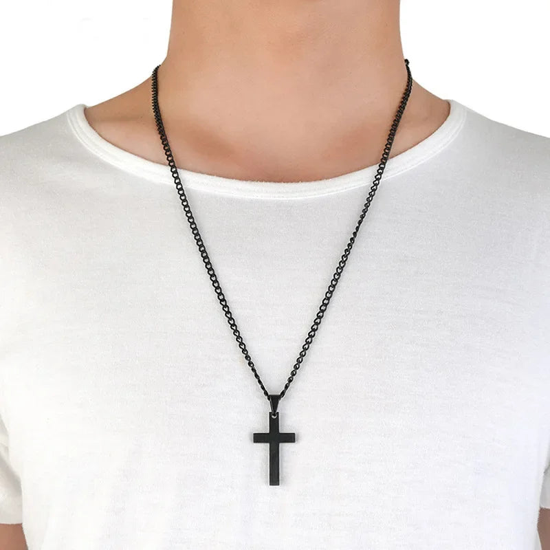 Classic Cross Pendant Necklace For Men Women 24inch Gold Silver Color Chain Necklace Fashion Christ Faith Prayer Jewelry Gifts