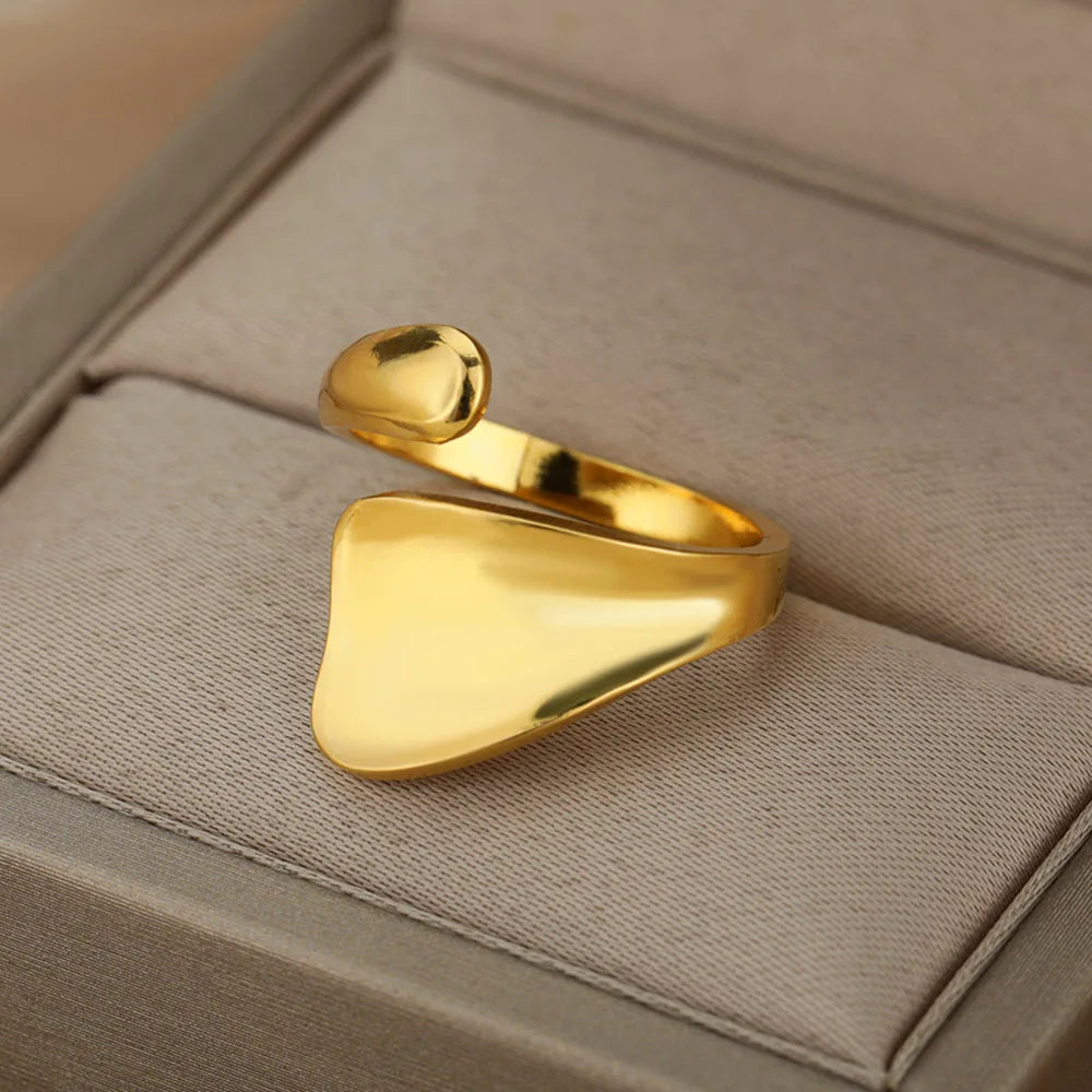 Stainless Steel Rings For Women Men Gold Color Open Gothic Geometric Ring Female Male Fashion Engagement Wedding Party Jewelry