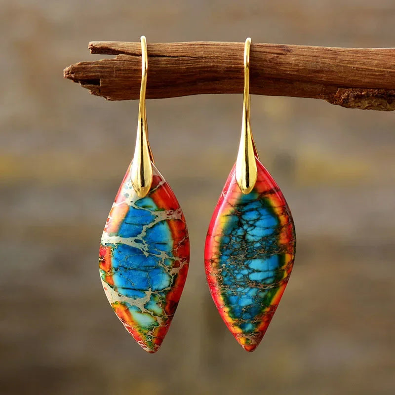 Bohemian Emperor Stone Geometric Pendant Earring Popular Natural Stone Jewelry Earrings for Women Luxury Boho Original earring