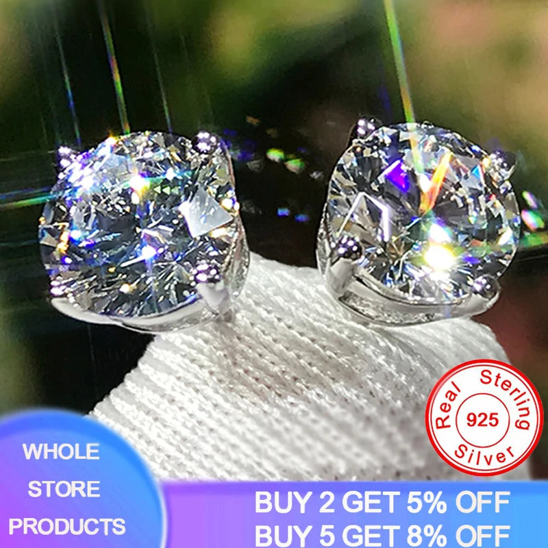 0.3-2CT Moissanite Stud Earrings For Women Girl 925 Certified Silver Earring Exquisite Wedding Jewelry Piercing Pendientes