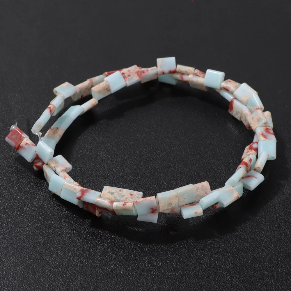 5MM Double Hole Square Bead Natural Tiger Eye Quartzs Imperial Jaspers DIY Beads For Jewelry Making Bracelet Necklace Handmade