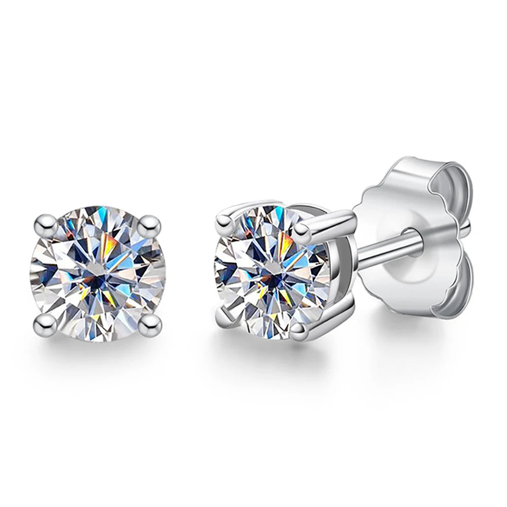 Serenity 0.5ct 1ct 2ct Four Claw Colorful Moissanite Earrings for Women 100% 925 Sterling Silver Plated 18K Stud Earring Jewelry - Madeinsea©