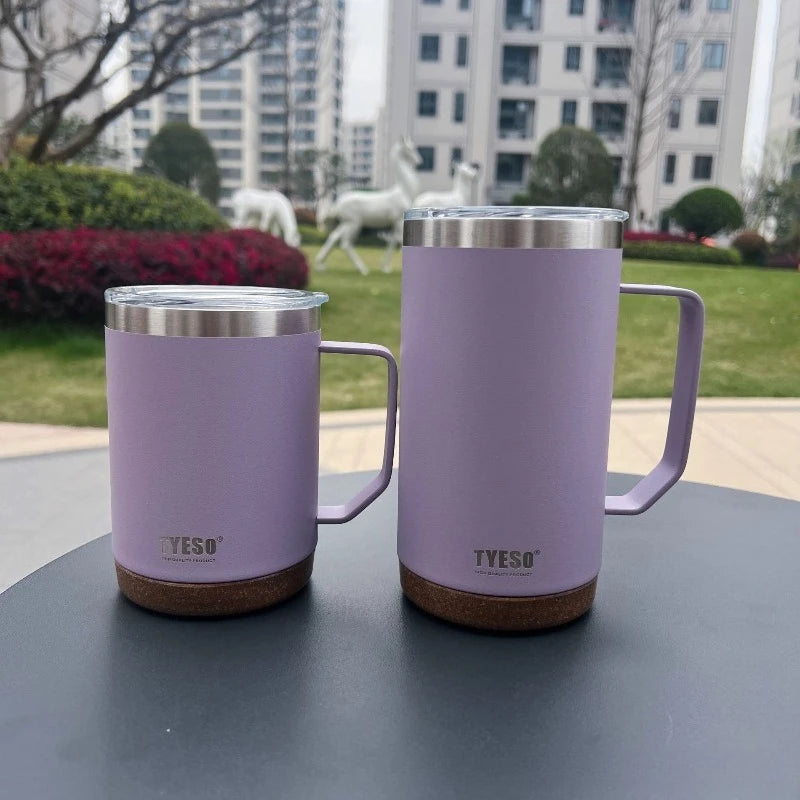 TYESO Wide Mouth Stainless Steel Coffee Mug with Leak-Proof Lid Insulated Office Travel Mug 530ml/710ml For Home Office Gift