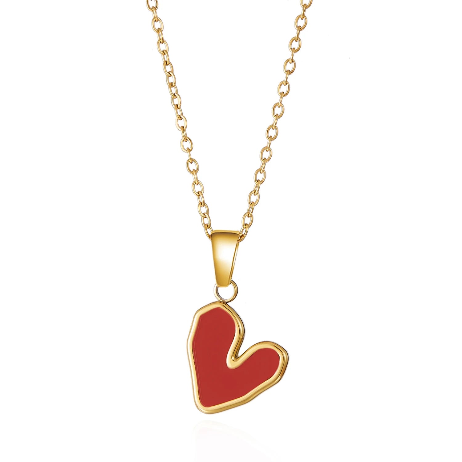 Stainless Steel Love Heart Necklace For Women Gold Color Colorful Pendant Choker Neck Chain Lover Party Birthday Jewelry Gifts
