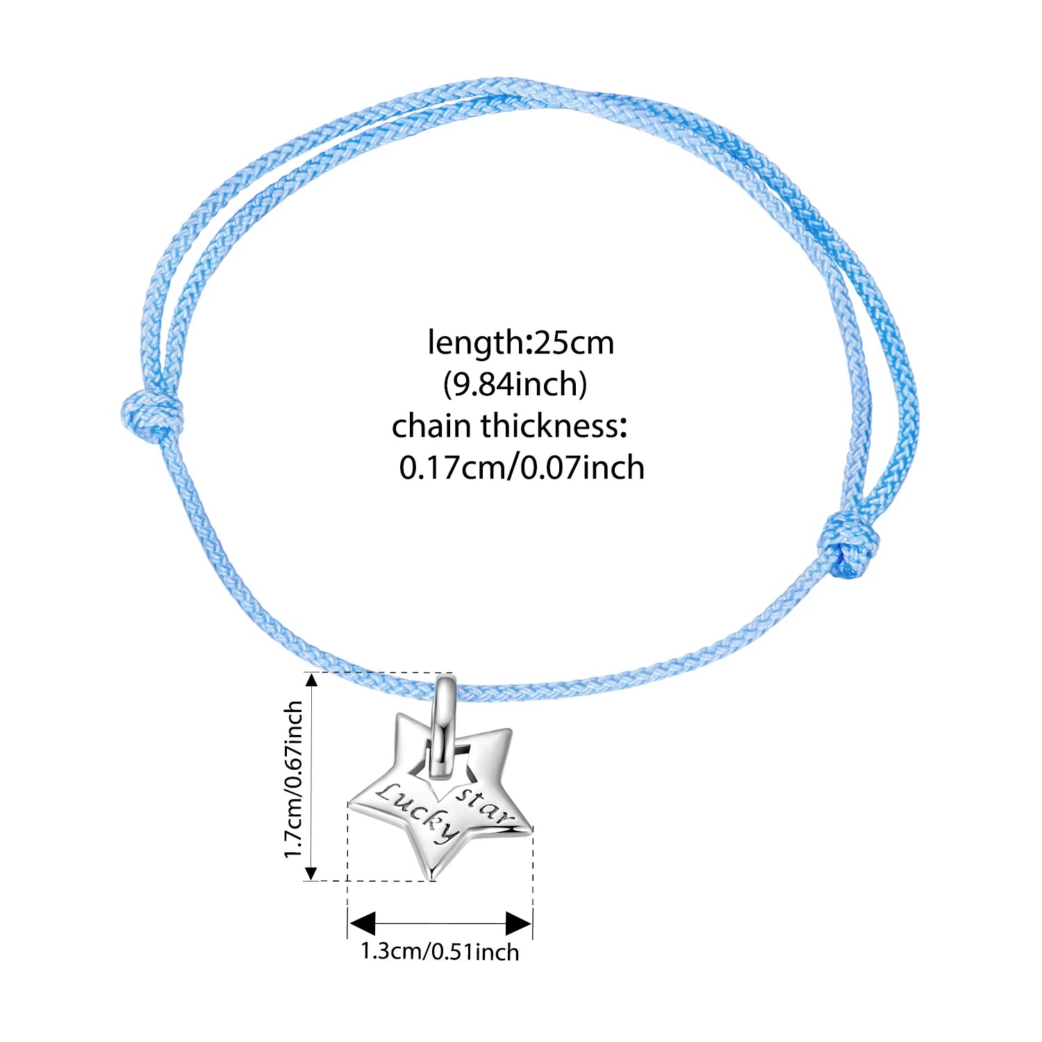 BISAER 925 Sterling Silver Bule Lucky Star Bracelet Simple Adjustable Bracelets for Women Charm DIY Fine Jewelry Holiday Gift