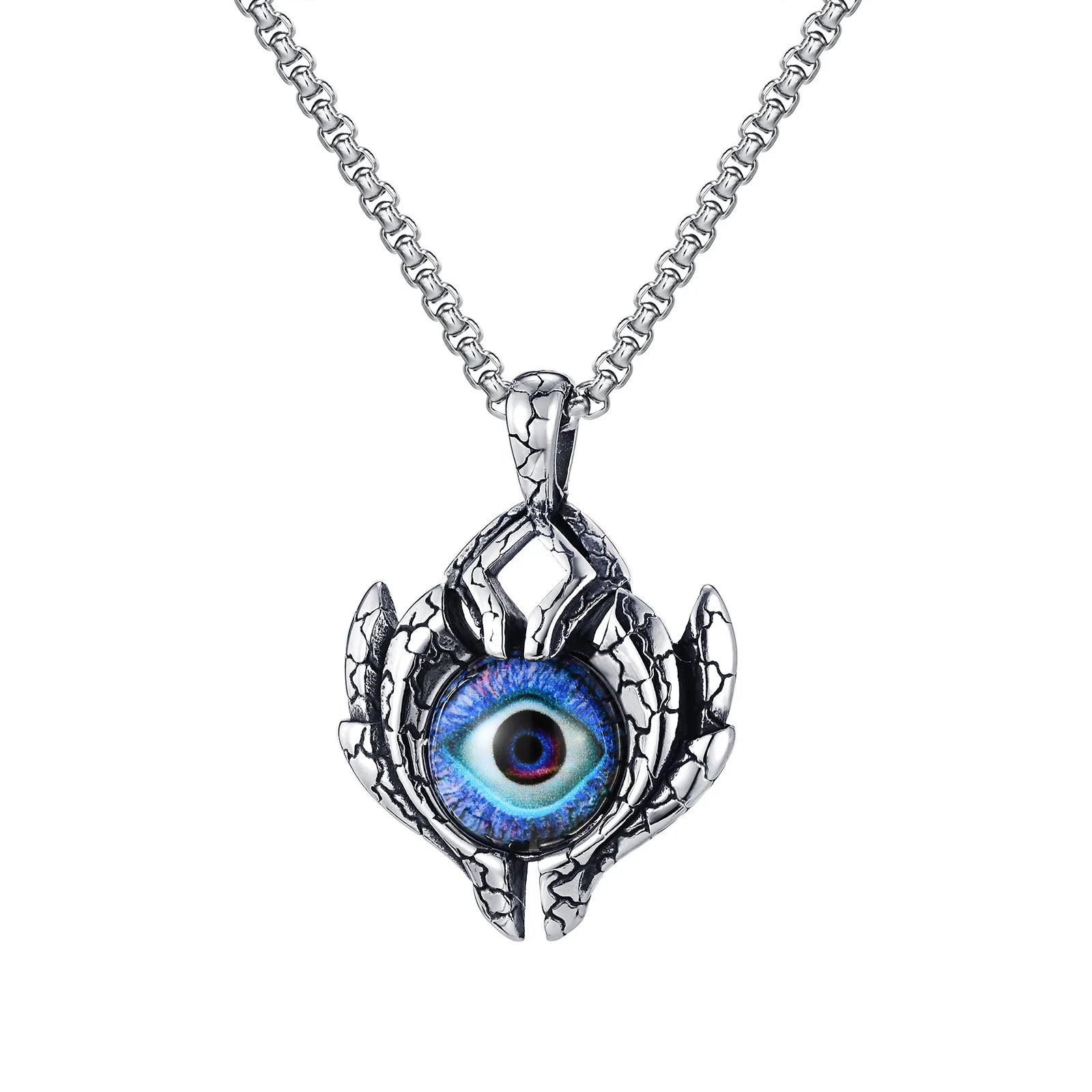 Collier pendentif Vnox Big Evil Eye, badge épais en acier inoxydable avec pendentif œil turc, accessoire punk pour homme