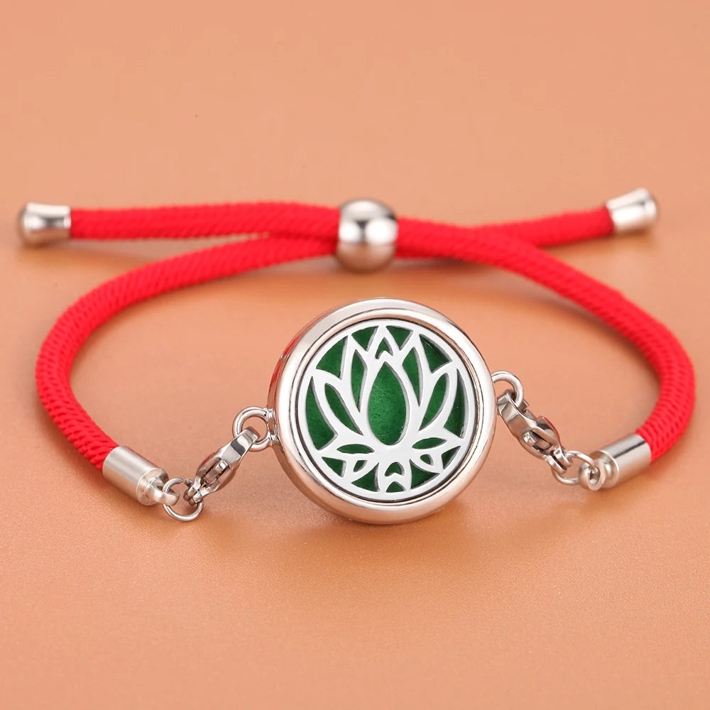 Retro Aromatherapy Essential Oil Diffuser Bracelet Foot Chain Red String Braided Rope Diffuser Locket Bracelet Aroma Bracelets