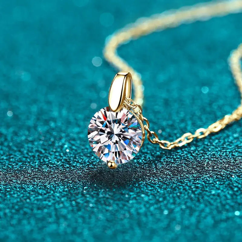 OXTAO 1CT 2CT D Color Real Moissanite Pendant Necklace S925 Solid Silver Chain Necklace Valentine's Day Gift for Women Wedding