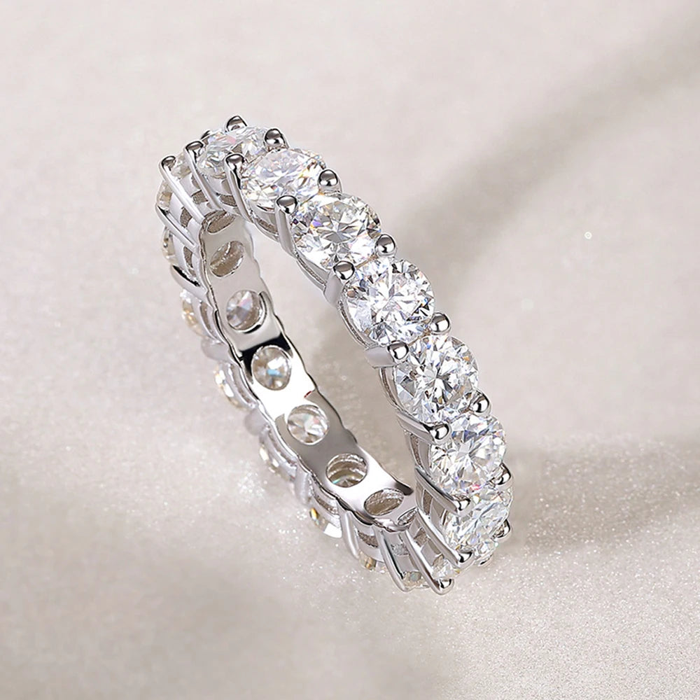 Serenity 3mm 4mm 5mm D Color All Moissanite Rings For Women Man Gift S925 Sterling Silver Row Rings Plated 18K Jewelry Wholesale