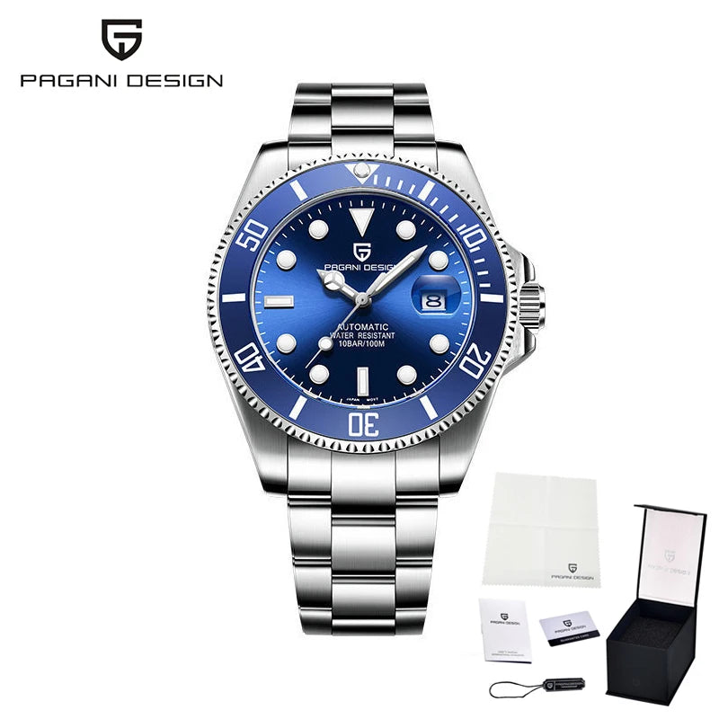 PAGANI DESIGN Brand Automatic Watch 43mm Men Watch Mechanical Watch Ceramic bezel Watch Stainless Steel Waterproof sports Watch