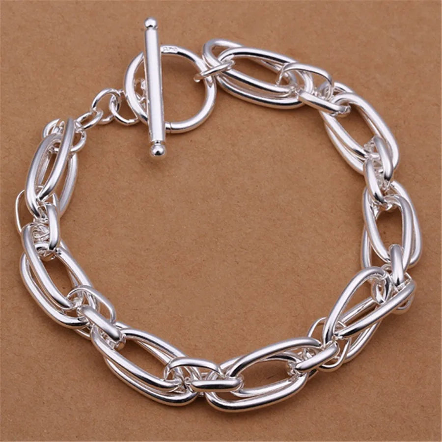 Noble 925 Sterling Silver Square Solid Chain Bracelet for Women Men Charm Party Gift Wedding Fashion Jewelry - Madeinsea©