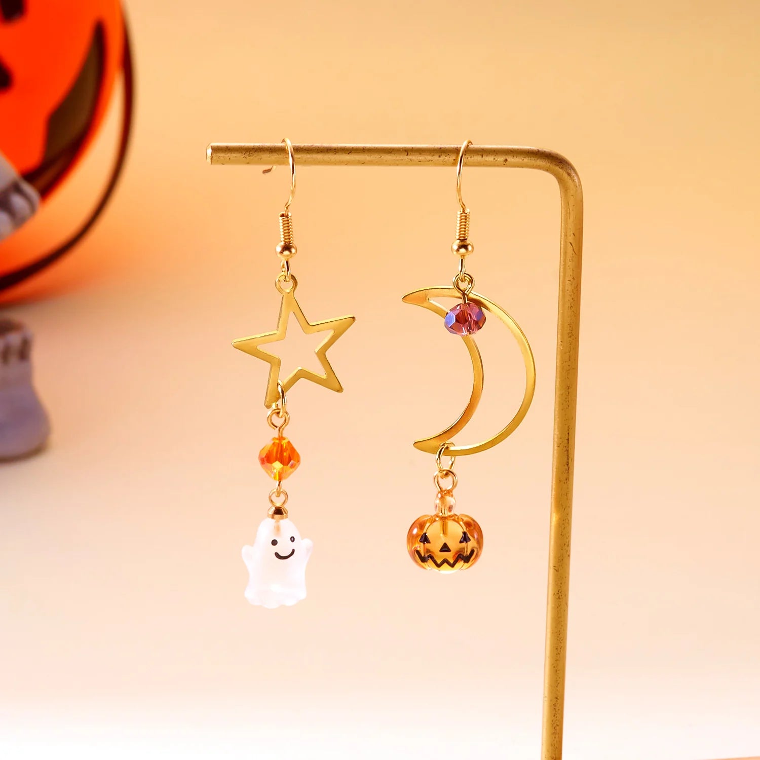 Cute Cartoon Cat Pumpkin Earrings For Women Funny Black White Kitten Fishbone Bowknot Dangle Earring Girls Christmas Party Gifts