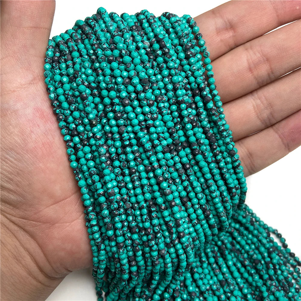 2025 New 2mm 3mm Natural Stone Beads Blue Quartzs Crystal Turquois Aquamarines Beads For Beadwork DIY Bracelet Accessories 38CM