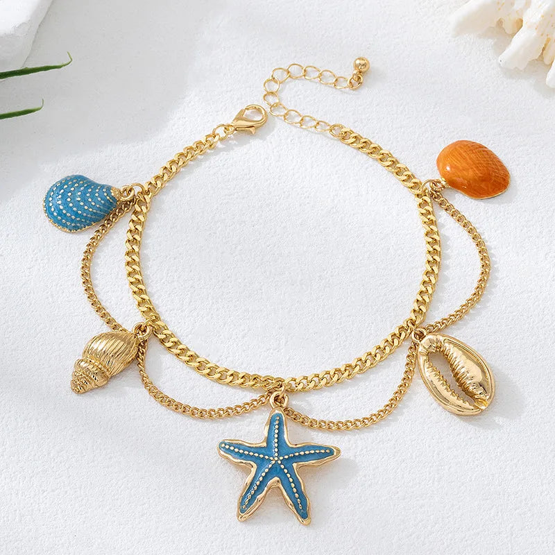 Starfish Shell Multi-layer Anklet For Women Girls Bohemian Foot Decoration Fashion Jewelry Holiday Party Gift OL DA001 - Madeinsea©