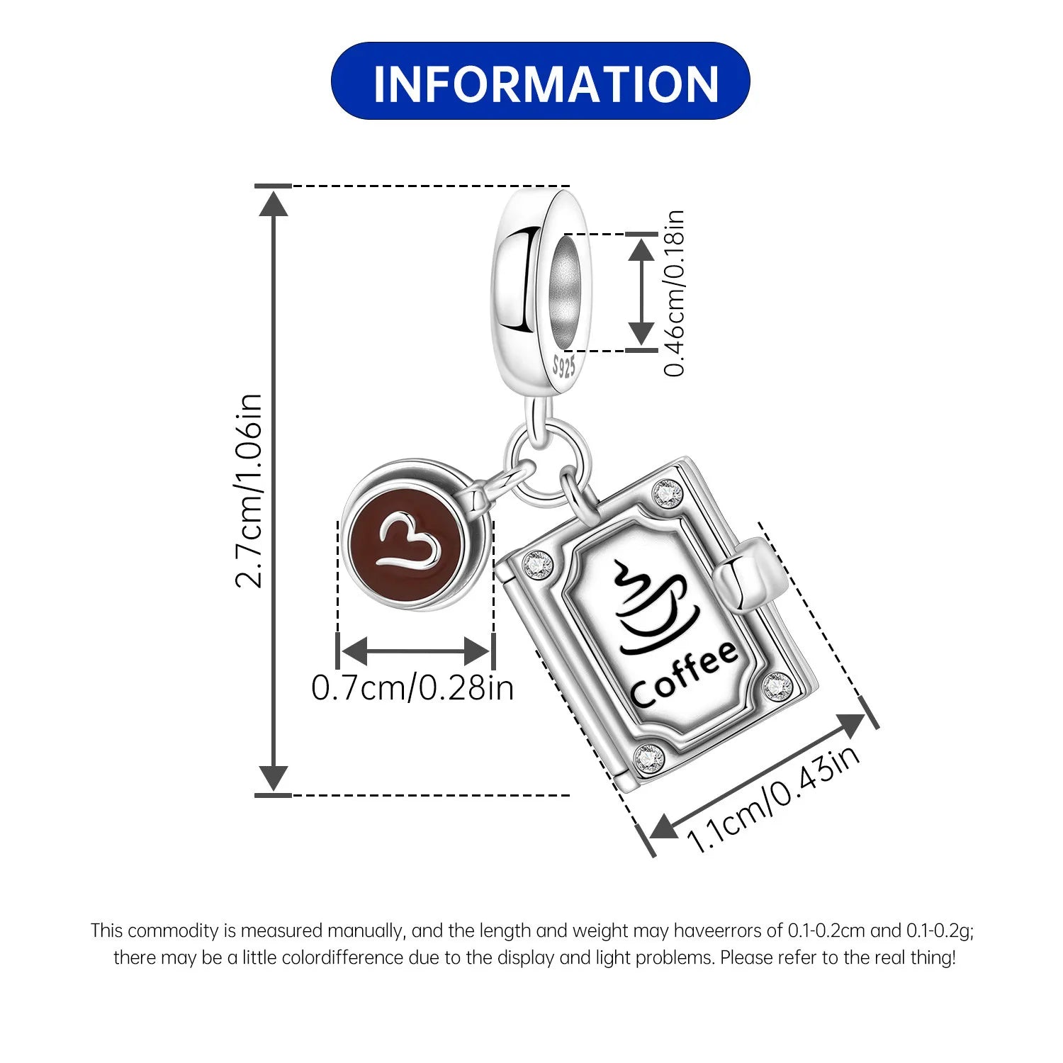 PANPOKI 925 Sterling Silver Coffee Can Open Book Pendant Beads Original Pendants Bracelet Charm Jewelry Party DIY Trendy Gifts