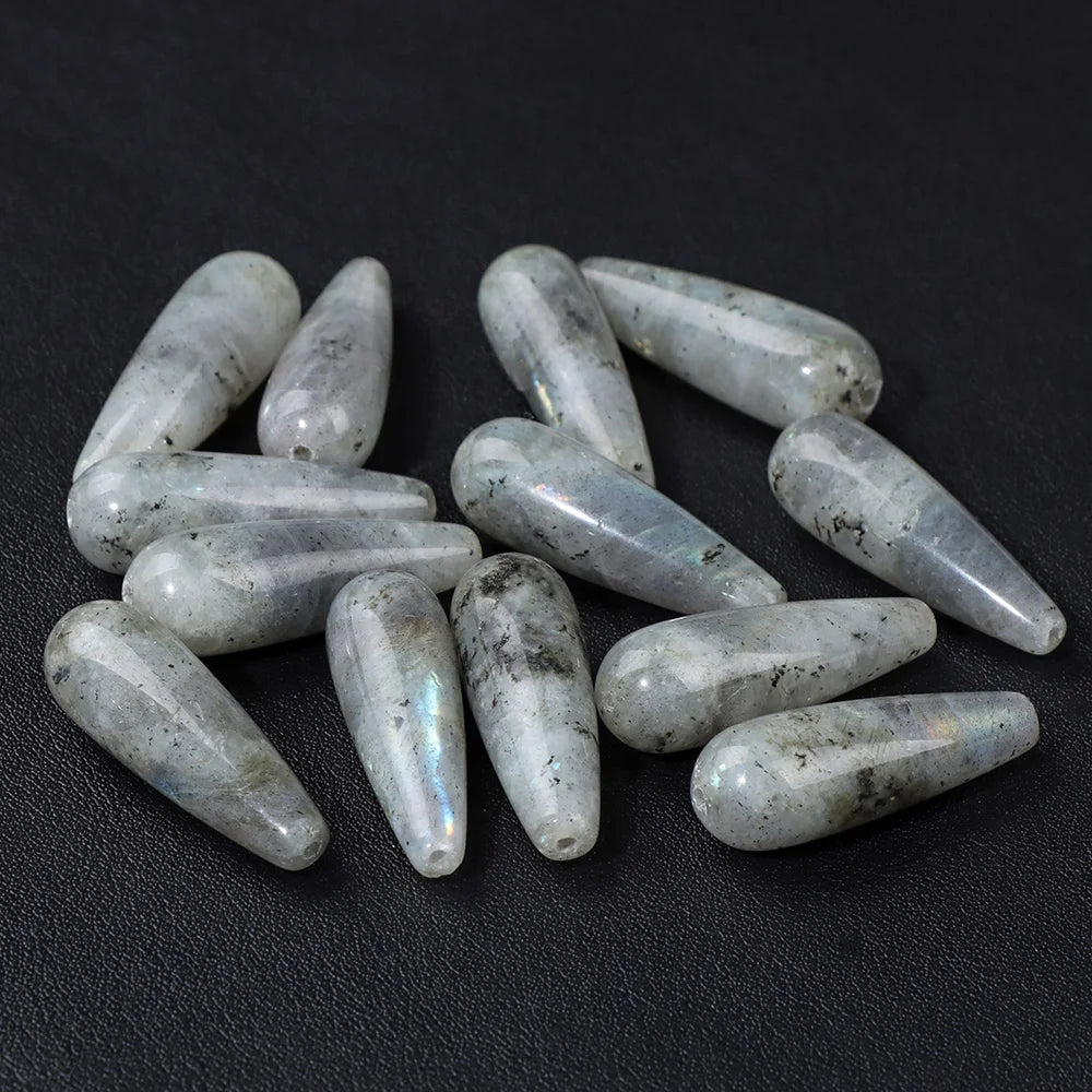 Natural Water Drop Stone Bead 10x30mm Chalcedony Amethysts Agates Loose Spacer Charms Bead For DIY Bracelet Earrings Accessories