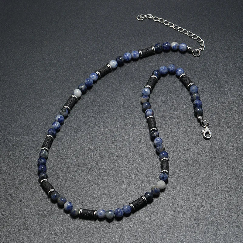 New Bohemian Men's Beaded Necklace Tiger Stone Natural Stone Fashion Trend Design Minimalist Necklace Commemorative Gift - Madeinsea©
