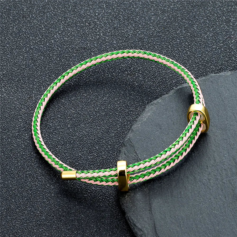 MKENDN Simple Style Men Women DIY Beads Jewelry Non-fading Steel Wire Rope Bracelet Classic Cuff Charm Bracelet for Couple Gifts