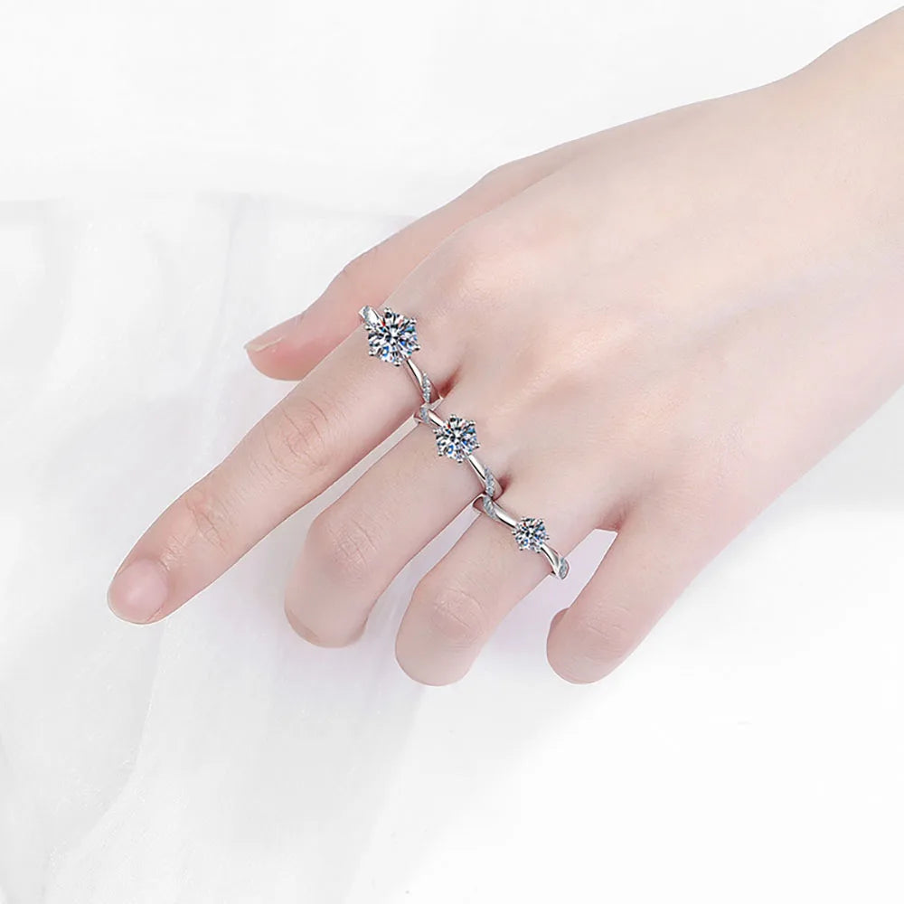 Serenity 1-5ct D Moissanite Rings Women Gift S925 Sterling Silver Jewelry Sparkling Lab Diamond Classic Wedding Rings Plated 18K - Madeinsea©