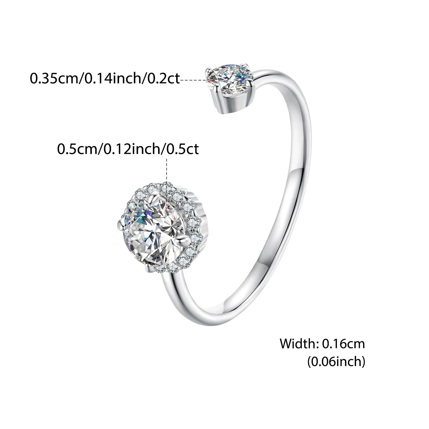 WOSTU Engagement Moissanite Opening Ring For Women s925 Silver Diamond Cut Flower Adjustable Promise Rings Girl Party Fine Gift