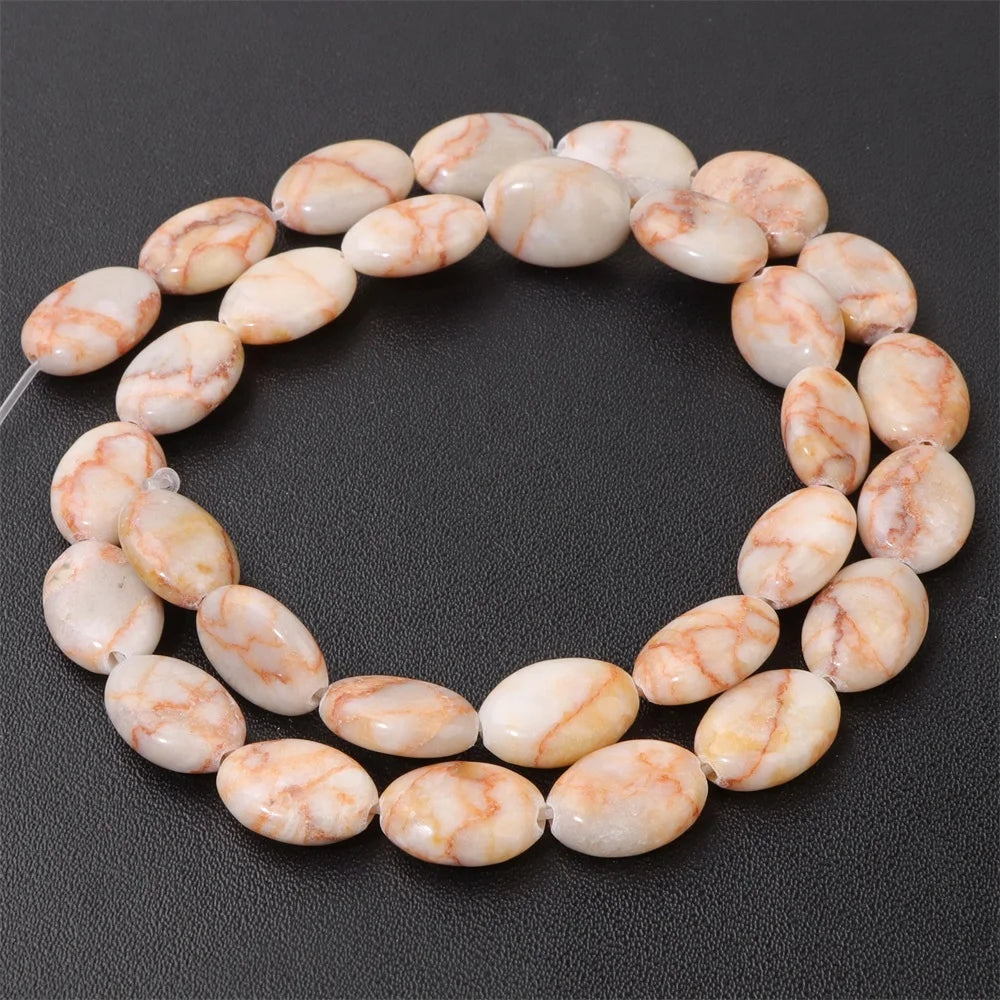 10x15mm Natural Stone Bead Flat Oval Shape Amazonite Rose Quartzs Amethysts Beads For Jewelry Making Necklace Bracelet Handmade
