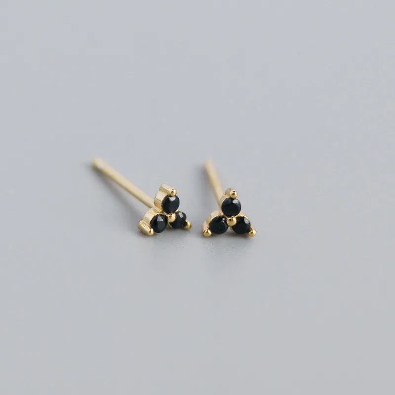 925 Sterling Silver Inlaid Crystal Geometric Clover Stud Earrings Light Luxury Mature Glamour Women Jewelry Accessories