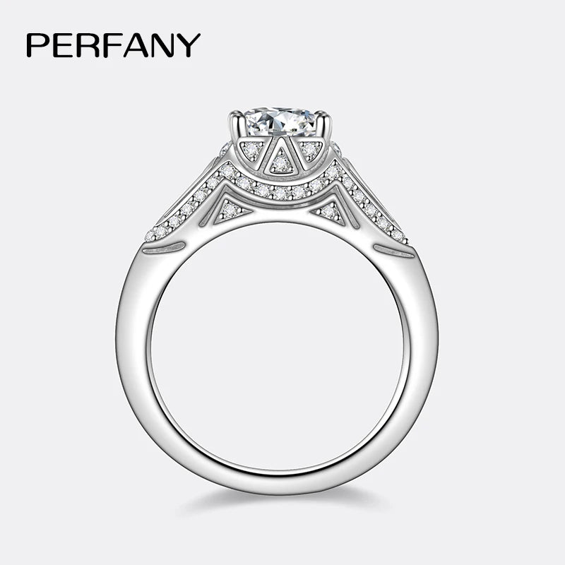 PERMANY 1-2CT Princess Square Cut Moissanite Ring for Women S925 Pure Silver Laboratory Diamond Wedding Fashion Jewelry ﻿