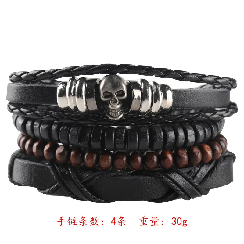 Wholesale Best-selling Multi-layer Buddha Bead Beaded Bracelets Men's Retro Style Multi-layer Elastic Thread Adjustable Wooden