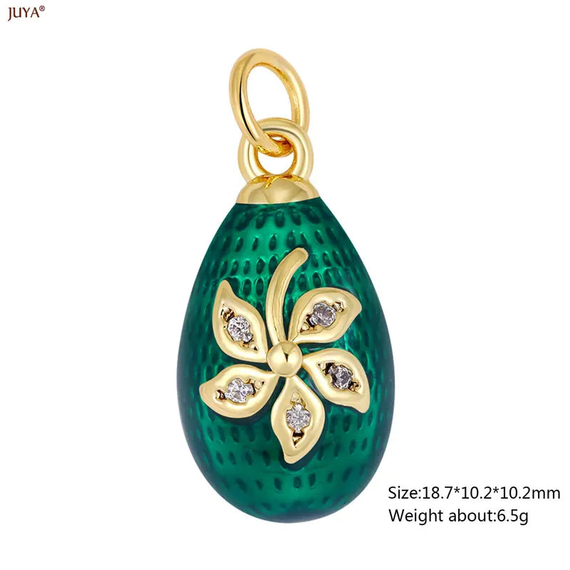 JUYA New 3D Water Drop Pendant Bohemia Type CZ Enamel Charm For DIY Women Necklaces Jewelry Making Accessories