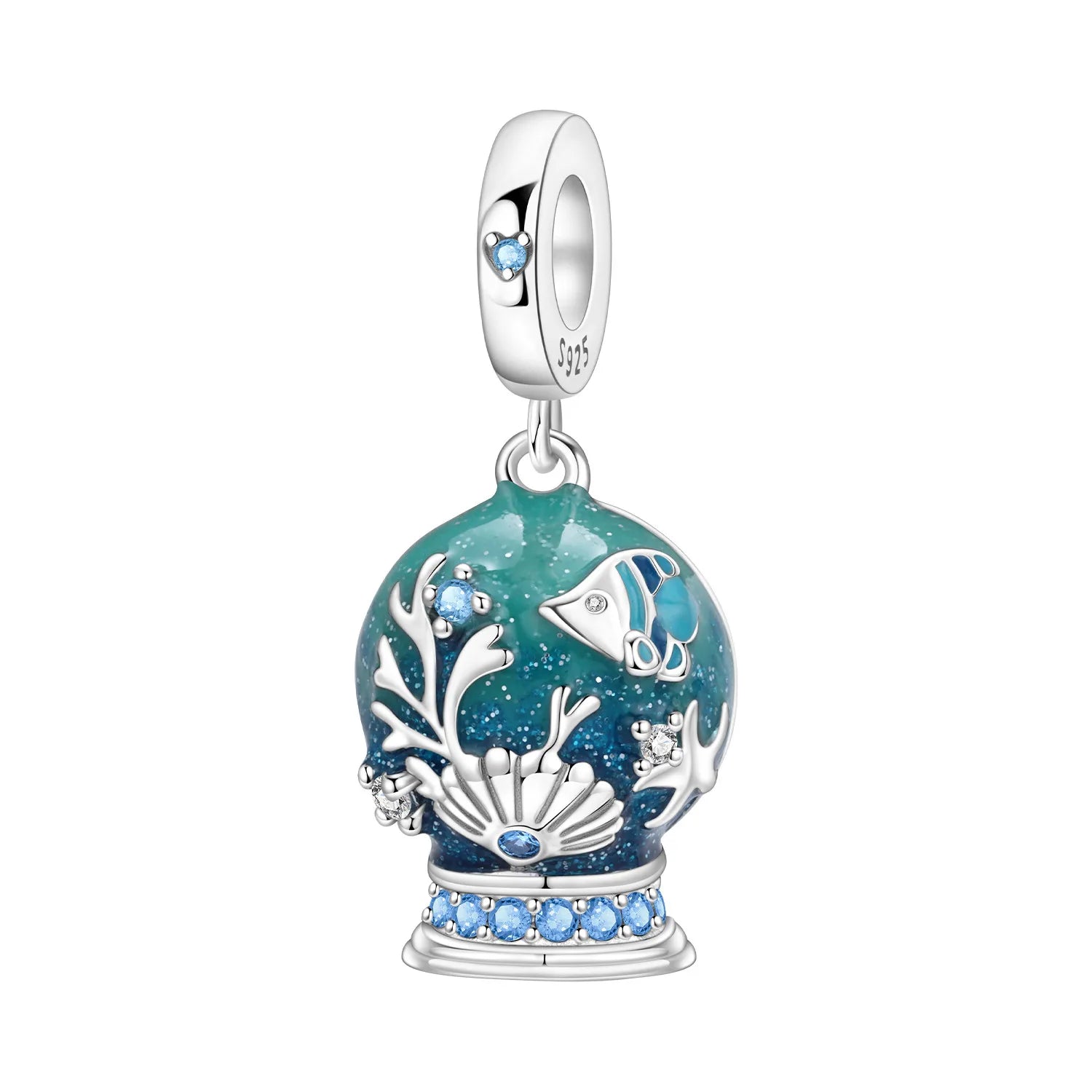PANPOKI 925 Sterling Silver Blue Fish Lucky Symbol Beads Original Pendants Bracelet Charm Jewelry Party DIY Trendy Gifts