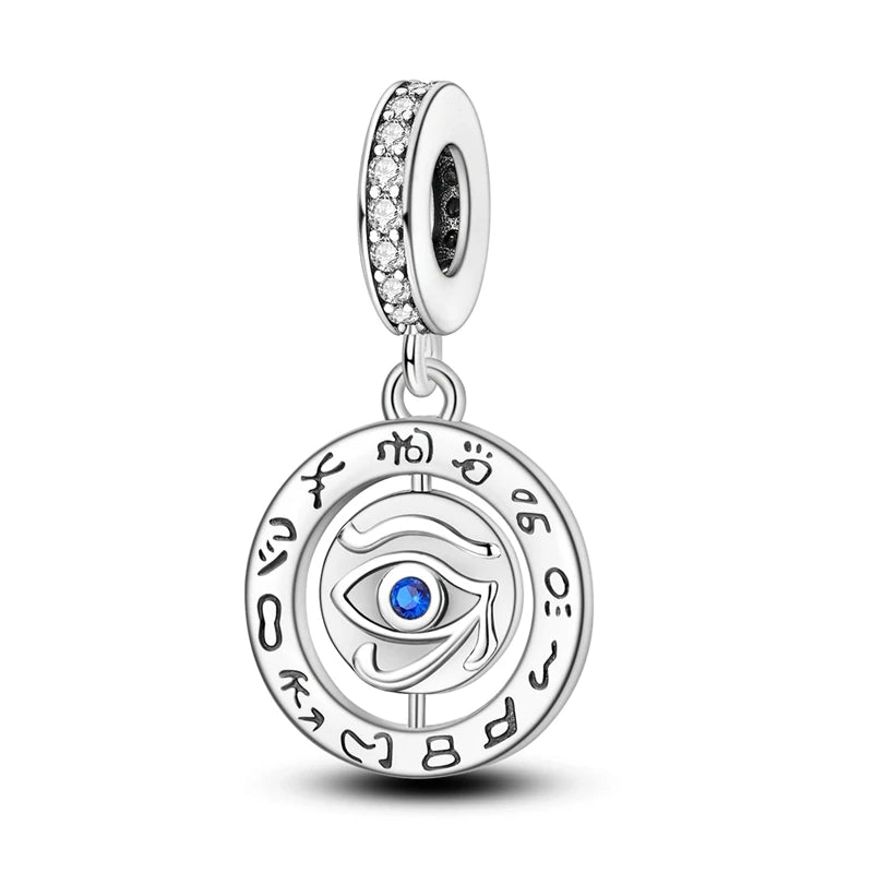 925 Sterling Silver Blue Devil Eyes Charms Airplane Globe Earth Suitcase Travel Fit Original Bracelet For Women DIY Jewelry Bead