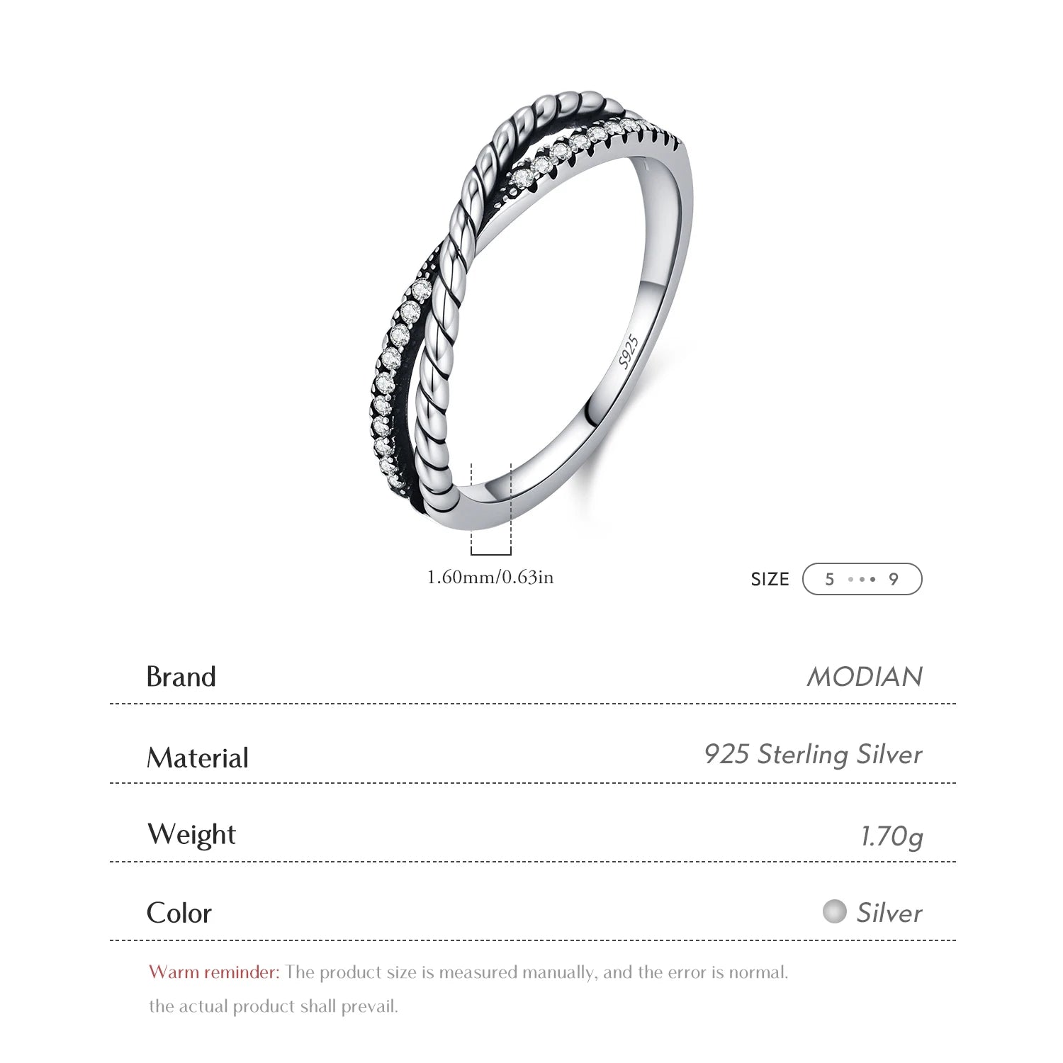 MODIAN Stackable Fashion Rings 925 Sterling Silver Vintage Twist Line Cross Thin Finger Rings For Women Fine Jewelry