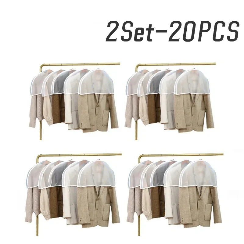 Translucent Shoulder Covers Garment Shoulder Covers Clothes Dust Cover Hanger Bags Protective Clothes Shoulder Covers for Suit