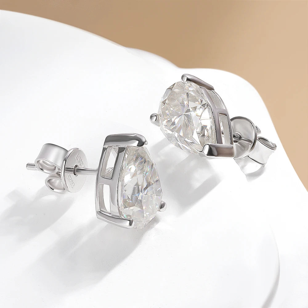Serenity 1ct 2ct 4ct D Color Pear Moissanite Earrings For Women Gift 100% S925 Sterling Silver Drop-Water Stud Earrings Jewelry