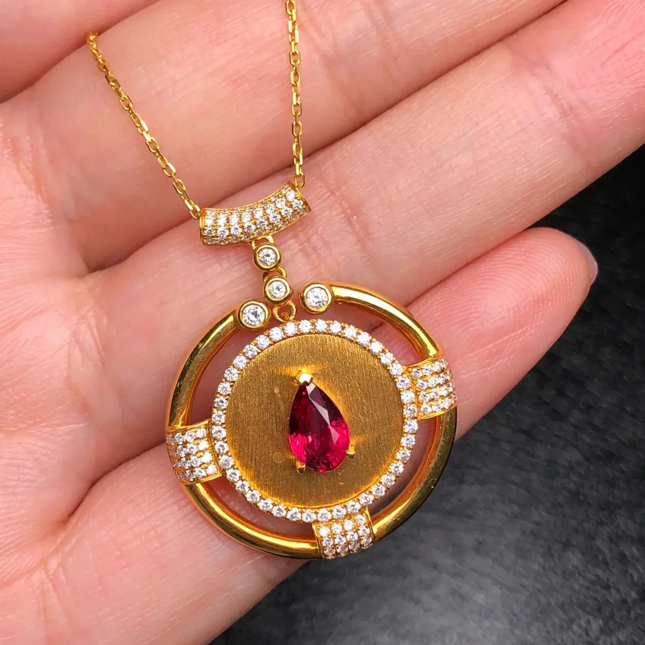 Real 14K Rose Gold 2 Carats bury Pendant Women Natural red ruby Gemstone 14K Rose Gold 45cm Necklace Jewelry Pendant mujer gifts