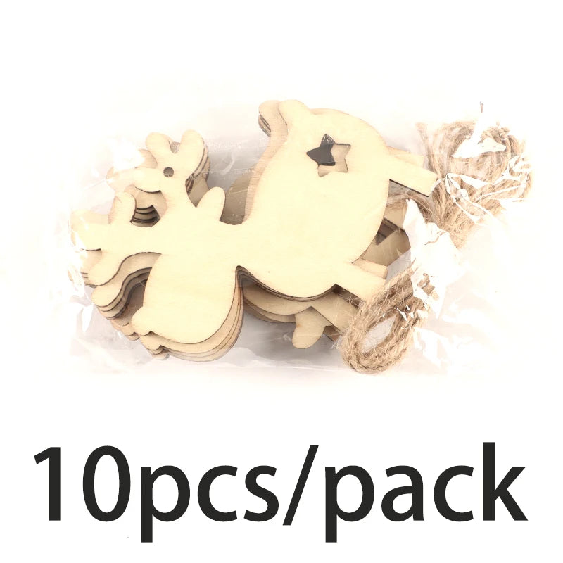 (10pieces/pack)7.94x8.33CM Christmas Elk Wooden Decoration Door Pendant Christmas Tree Celebrating Atmosphere