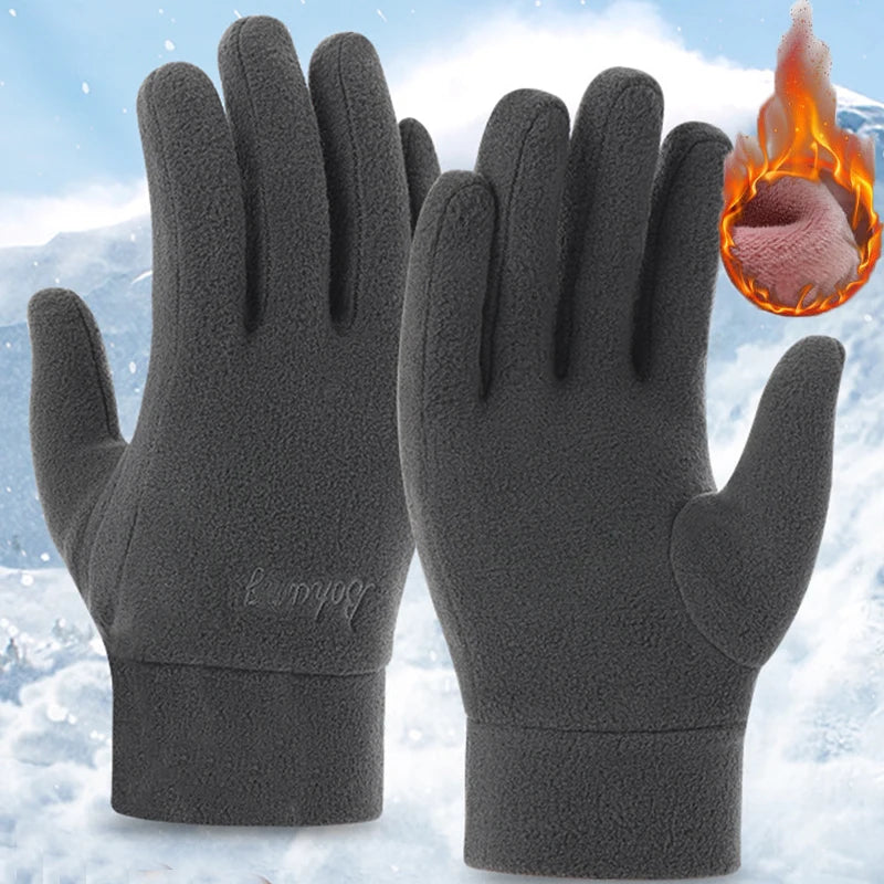 Gants de cyclisme d'hiver coupe-vent en polaire thermique pour homme, écran tactile, vélo, sport, antichoc, chauds, gants de ski